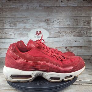 Nike Air Max 95 Premium Trainers Men's Size 10 Red Suede Walking Running Shoes